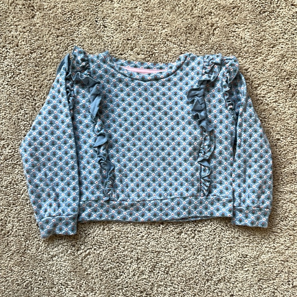 Mini Boden Size 3-4Y girls cute flower print pullover sweatshirt